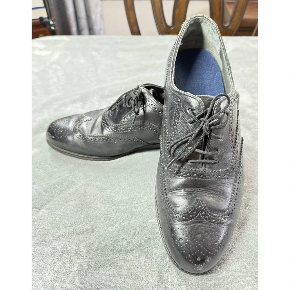 Wingtip Brogue Shoes Mens Size 10.5 D Black Leather Dress Oxford Cap Toe‎ Lined